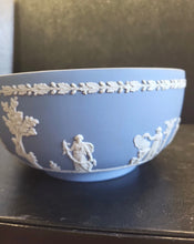 Load image into Gallery viewer, Vintage Wedgwood Blue Jasperware Grecian Sacrifice Bowl 8" Wide