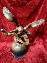 Load image into Gallery viewer, LARGE WINGED MALE FIGURAL SCULPTURE IN JORGE MARÍN STYLE BRONZE FINISH 31”