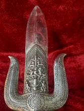Load image into Gallery viewer, Large Thai Brahma Ritual Trident Dagger Sword Silver Tone 25” Heavy 6 lbs.