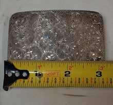 Load image into Gallery viewer, Vintage Sterling Silver Western Belt Buckle Hand Engraved Floral Scroll 3.25”