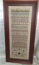 Load image into Gallery viewer, Vintage Framed Cross Stitch Sampler Home Is Where You Hang Your Needlework 1987