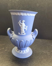 Load image into Gallery viewer, Antique WEDGWOOD Jasperware Athena GREEK GODDESS Urn Vase 6" Blue dip