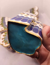 Load image into Gallery viewer, Vintag Japanese/Chinese Cloisonne Enamel Butterfly Puzzle Trinket Box 4 Segments