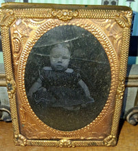 Load image into Gallery viewer, Antique Tintype Photograph Baby Child Gold Tone Ornate Frame Victorian Era Photo