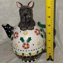 Load image into Gallery viewer, Michel & Company Stackable Scottie Dog Christmas 2001 Ceramic Teapot Set Lid