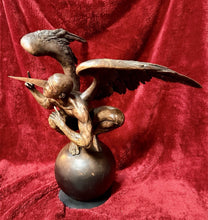 Load image into Gallery viewer, LARGE WINGED MALE FIGURAL SCULPTURE IN JORGE MARÍN STYLE BRONZE FINISH 31”