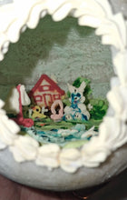 Load image into Gallery viewer, Vintage Sugar Egg Easter Diorama Panorama Egg Bunny Cottage Roses Handmade