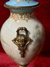 Load image into Gallery viewer, Signed F Peroche Hand Painted French Sevres Porcelain Urn Brass Lamp 28”