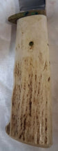 Load image into Gallery viewer, Vintage Fixed Blade Hunting Knife Stag Antler Handle Leather Sheath Unmarked