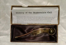 Load image into Gallery viewer, Vintage Brass & Copper Boatswain's Whistle Navy Birthday 1981 With History Card