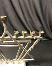 Load image into Gallery viewer, Vintage Menorah Mid Century Silver Tone Hanukkah Israel