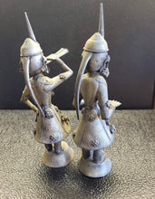 Load image into Gallery viewer, VTG Rajasthani Metal Musician Band Duo Figurines 7.5" Tin India Pakistan