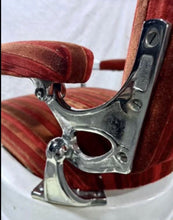Load image into Gallery viewer, Antique 1920’s Koken White Porcelain Barber Chair Red Velvet, St. Louis