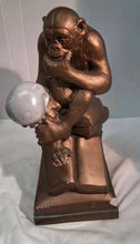 Load image into Gallery viewer, Vintage 1969 Austin Sculpture Darwin Thinking Ape Monkey Statue Holding Skull