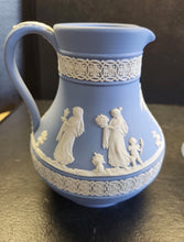 Load image into Gallery viewer, Wedgwood Jasperware 5" Etruscan Pitcher w/ 2 Trumpet Flared Cups set of 3
