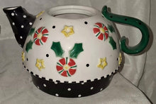 Load image into Gallery viewer, Michel & Company Stackable Scottie Dog Christmas 2001 Ceramic Teapot Set Lid