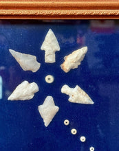 Load image into Gallery viewer, Native American Art Display Arrowheads & Stones Framed w/ Glass Picture 26.5x33