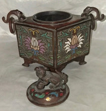Load image into Gallery viewer, Vintage Chinese Enamel Bronze Incense Burner Censer Foo Dog Lid