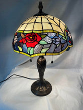 Load image into Gallery viewer, Unique Small Dale Tiffany Flower Motif Table Lamp 22”