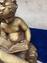 Load image into Gallery viewer, Vintage Nude Young Boy Reading Book Statue Figurine Plaster Sculpture Artwork