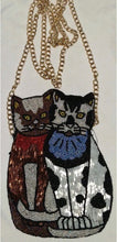 Load image into Gallery viewer, Vintage TST Art Beaded Cat Purse Shoulder Bag Handmade Glass Beads Double Cat