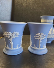 Load image into Gallery viewer, Wedgwood Jasperware 5" Etruscan Pitcher w/ 2 Trumpet Flared Cups set of 3