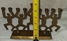 Load image into Gallery viewer, Vintage Brass Dancing Figures 9 - Light Candlestick Holder Menorah Judiaca