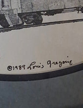 Load image into Gallery viewer, Louis Gregoire 1989 Original Pen & Ink Railroad Train Frisco Locomotive Framed