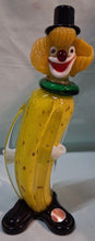 Load image into Gallery viewer, Vintage Murano Italy Art Glass Clown Figurine Yellow Top Hat 8” Label