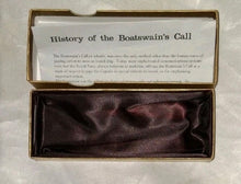 Load image into Gallery viewer, Vintage Brass & Copper Boatswain's Whistle Navy Birthday 1981 With History Card