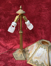 Load image into Gallery viewer, Antique early 20th-century Art Nouveau / Arts and Crafts slag glass table lamp