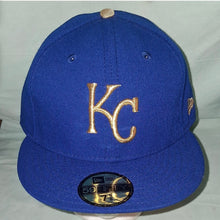 Load image into Gallery viewer, New Era 59Fifty MLB Kansas City Royals Fitted 7 5/8 Blue Gold USA Emblem Hat