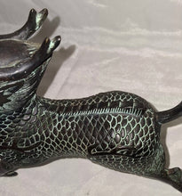 Load image into Gallery viewer, Vintage Chinese Bronze Tone Dragon Beast Figurine Green Patina Statue 7.5"