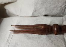 Load image into Gallery viewer, Vintage Fiji Pacific Islands Hand Carved Tribal Wooden Cannibal Fork Collectible
