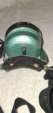 Load image into Gallery viewer, Vintage Justrite USA Battery-Powered Headlamp Green Metal Case W/ Strap
