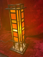Load image into Gallery viewer, Prairie Mission Tiffany Style Table Lamp 20" High Geometric Metal & Slag