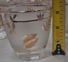 Load image into Gallery viewer, Vintage Libbey Set of 6 Gold Leaf Frosted Rocks Whiskey Lowball Glasses 3"