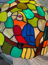 Load image into Gallery viewer, Really unique Vintage, Tiffany style hanging lamp parrot and toucan bird motif