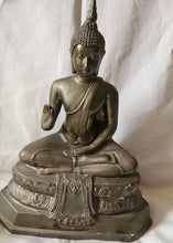 Load image into Gallery viewer, Vintage brass bronze finish seated Laos Thai Buddha Statue lotus pose