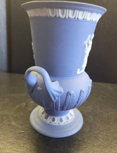 Load image into Gallery viewer, Antique WEDGWOOD Jasperware Athena GREEK GODDESS Urn Vase 6" Blue dip