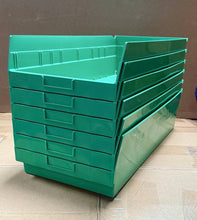 Load image into Gallery viewer, ULINE S-23086 Green Plastic Shelf Storage Bins Totes Stackable Lot of 6