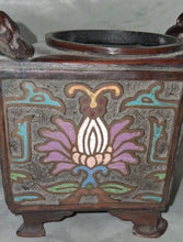 Load image into Gallery viewer, Vintage Chinese Enamel Bronze Incense Burner Censer Foo Dog Lid