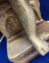Load image into Gallery viewer, Vintage Nude Young Boy Reading Book Statue Figurine Plaster Sculpture Artwork