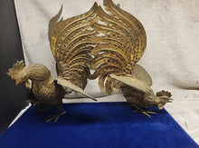 Load image into Gallery viewer, Vintage Brass Fighting Rooster Figurines/Bookends Made in Japan