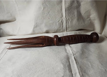 Load image into Gallery viewer, Vintage Fiji Pacific Islands Hand Carved Tribal Wooden Cannibal Fork Collectible