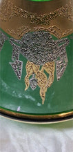 Load image into Gallery viewer, Bohemia Crystal Czech Emerald Green Gold Gilt Hookah Shisha Base 10.5" Handmade