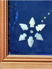 Load image into Gallery viewer, Native American Art Display Arrowheads & Stones Framed w/ Glass Picture 26.5x33