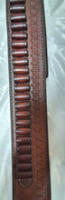 Load image into Gallery viewer, Tooled Leather Cartridge Ammo Belt Brown Western Hunting 25 Loops