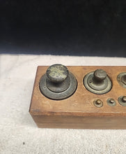 Load image into Gallery viewer, Antique Set of 10 Graduated Brass Weights in Wood Block