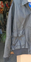 Load image into Gallery viewer, Vintage Airborne Black Leather Bomber Flight Jacket XL Tall USA Flag Lined